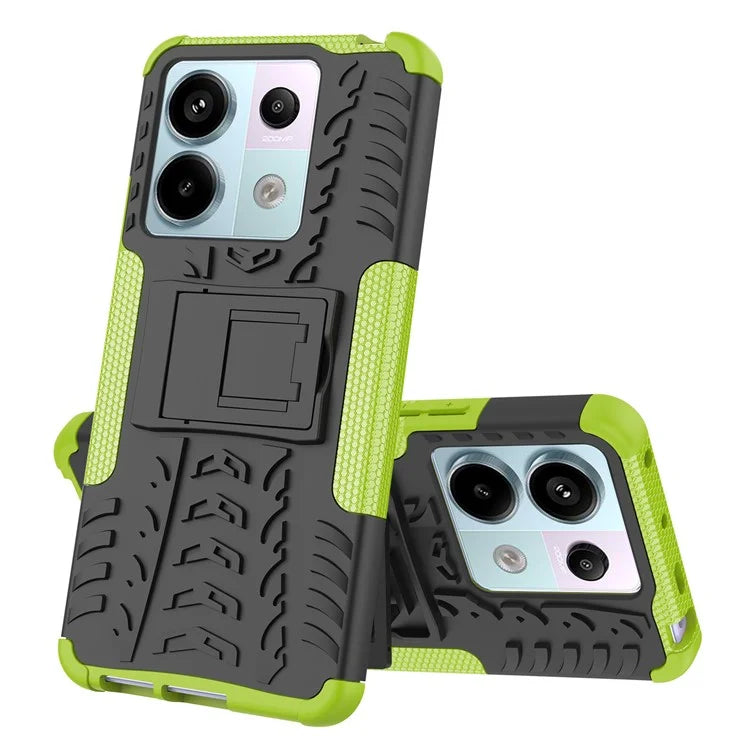 For Xiaomi Redmi Note 13 Pro 5G / Poco X6 5G Case PC+TPU Tyre Pattern Phone Cover with Kickstand
