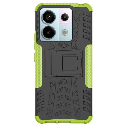 For Xiaomi Redmi Note 13 Pro 5G / Poco X6 5G Case PC+TPU Tyre Pattern Phone Cover with Kickstand