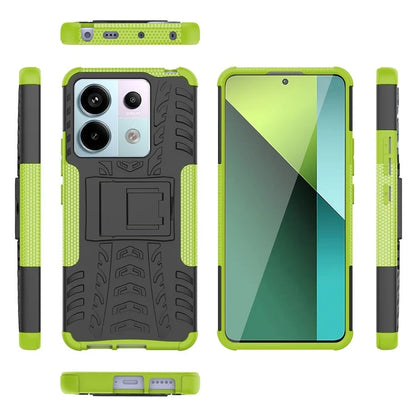For Xiaomi Redmi Note 13 Pro 5G / Poco X6 5G Case PC+TPU Tyre Pattern Phone Cover with Kickstand