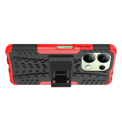 For Xiaomi Redmi Note 13 4G Kickstand Case PC+TPU Tyre Pattern Protective Phone Cover