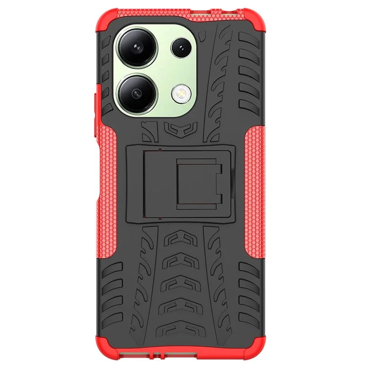 For Xiaomi Redmi Note 13 4G Kickstand Case PC+TPU Tyre Pattern Protective Phone Cover