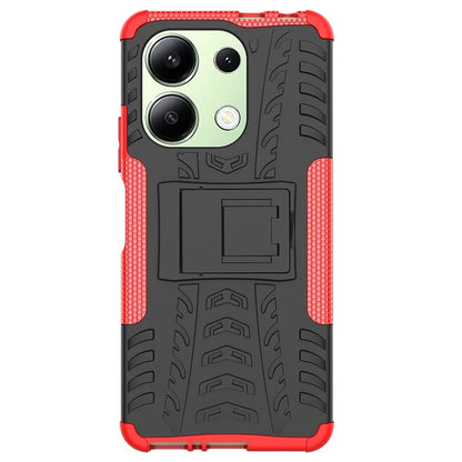 For Xiaomi Redmi Note 13 4G Kickstand Case PC+TPU Tyre Pattern Protective Phone Cover
