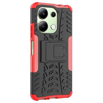 For Xiaomi Redmi Note 13 4G Kickstand Case PC+TPU Tyre Pattern Protective Phone Cover