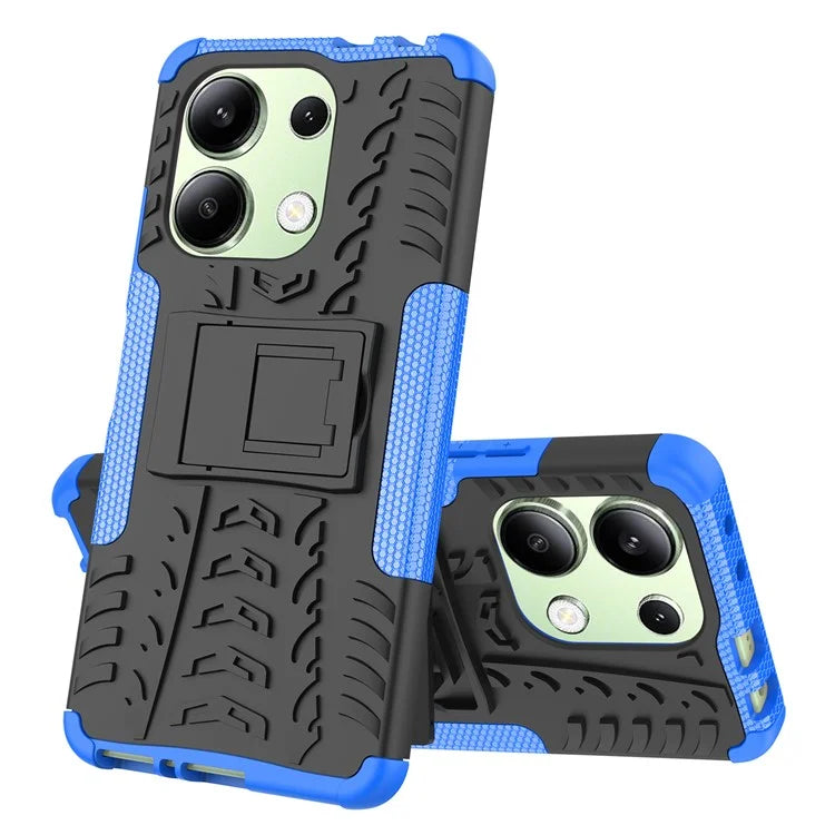 For Xiaomi Redmi Note 13 4G Kickstand Case PC+TPU Tyre Pattern Protective Phone Cover