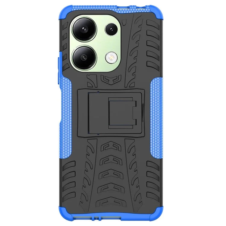For Xiaomi Redmi Note 13 4G Kickstand Case PC+TPU Tyre Pattern Protective Phone Cover