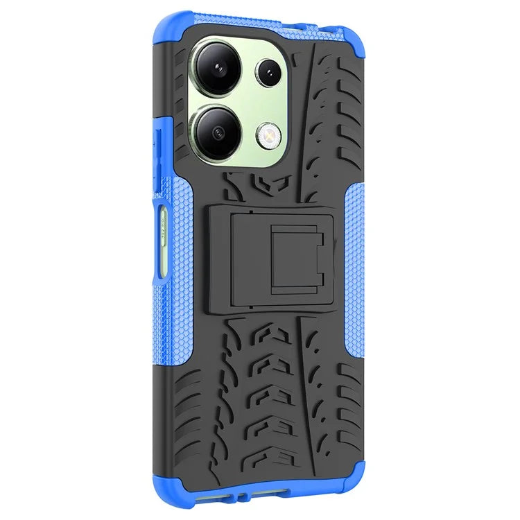For Xiaomi Redmi Note 13 4G Kickstand Case PC+TPU Tyre Pattern Protective Phone Cover