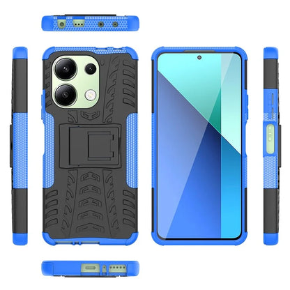 For Xiaomi Redmi Note 13 4G Kickstand Case PC+TPU Tyre Pattern Protective Phone Cover