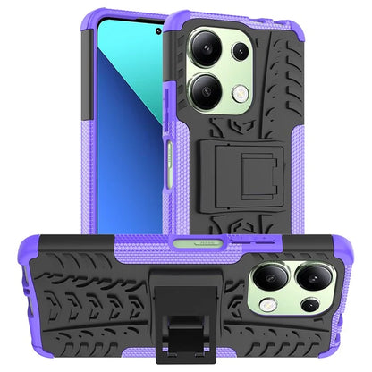 For Xiaomi Redmi Note 13 4G Kickstand Case PC+TPU Tyre Pattern Protective Phone Cover