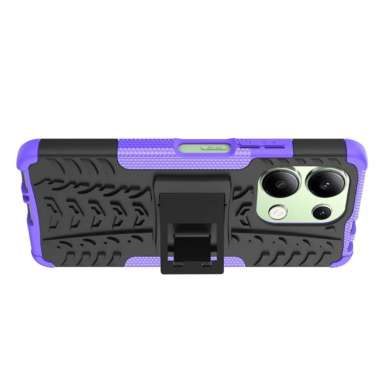 For Xiaomi Redmi Note 13 4G Kickstand Case PC+TPU Tyre Pattern Protective Phone Cover