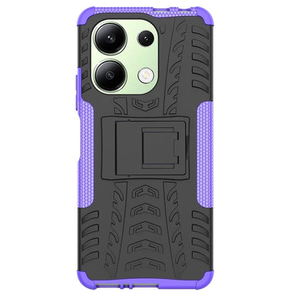 For Xiaomi Redmi Note 13 4G Kickstand Case PC+TPU Tyre Pattern Protective Phone Cover