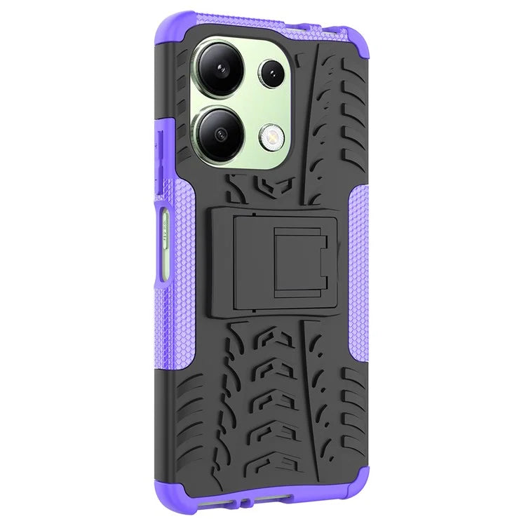 For Xiaomi Redmi Note 13 4G Kickstand Case PC+TPU Tyre Pattern Protective Phone Cover