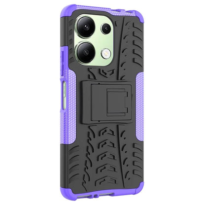For Xiaomi Redmi Note 13 4G Kickstand Case PC+TPU Tyre Pattern Protective Phone Cover