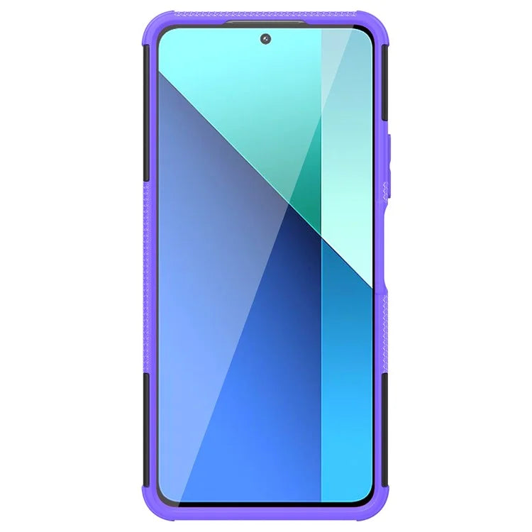 For Xiaomi Redmi Note 13 4G Kickstand Case PC+TPU Tyre Pattern Protective Phone Cover