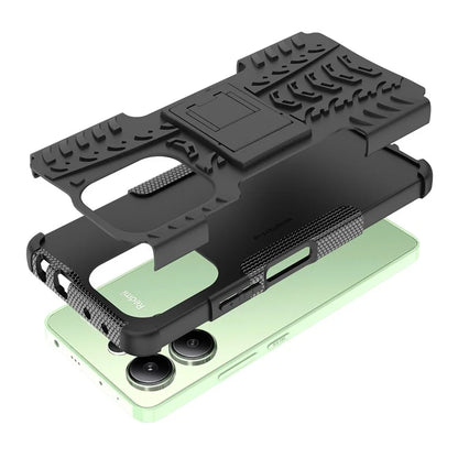 For Xiaomi Redmi Note 13 4G Kickstand Case PC+TPU Tyre Pattern Protective Phone Cover