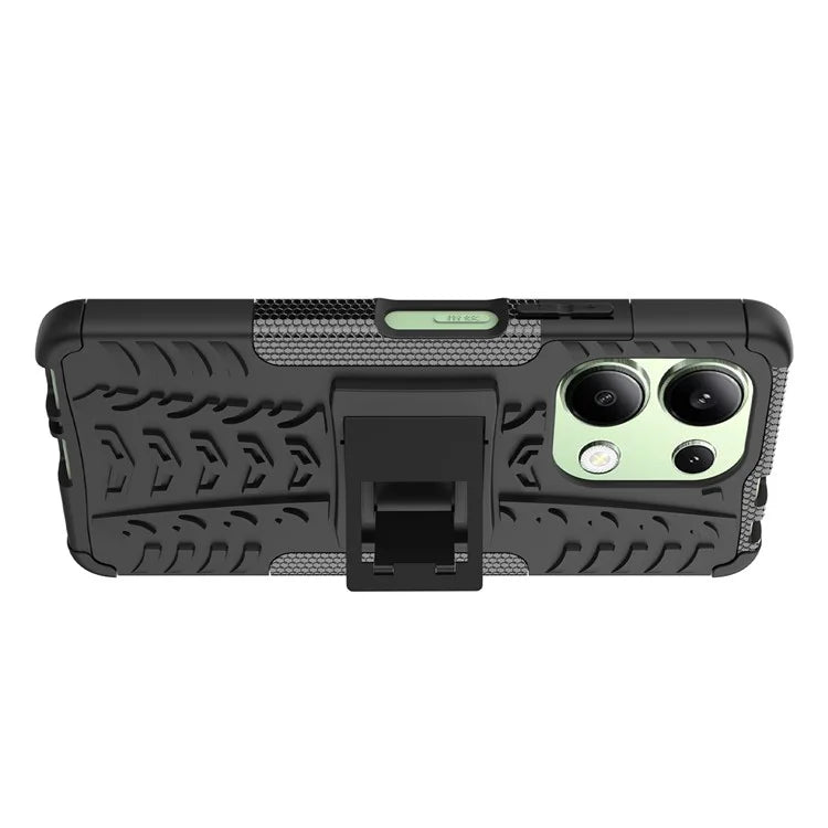For Xiaomi Redmi Note 13 4G Kickstand Case PC+TPU Tyre Pattern Protective Phone Cover