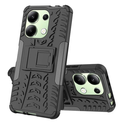 For Xiaomi Redmi Note 13 4G Kickstand Case PC+TPU Tyre Pattern Protective Phone Cover