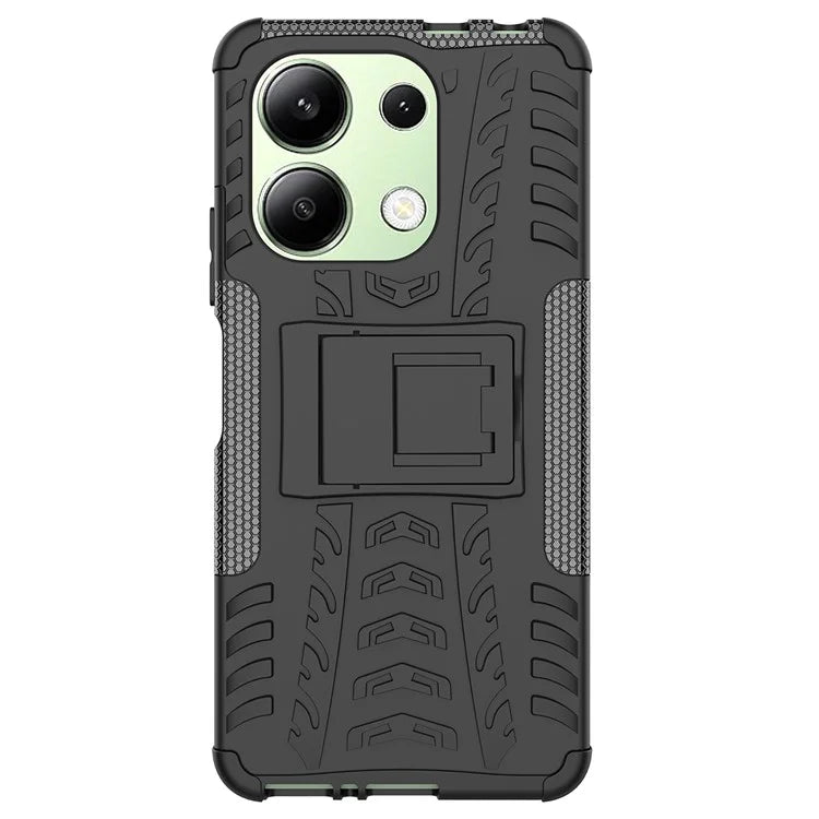For Xiaomi Redmi Note 13 4G Kickstand Case PC+TPU Tyre Pattern Protective Phone Cover