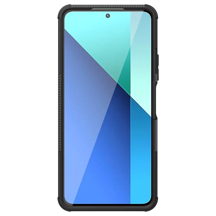 For Xiaomi Redmi Note 13 4G Kickstand Case PC+TPU Tyre Pattern Protective Phone Cover