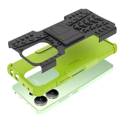 For Xiaomi Redmi Note 13 4G Kickstand Case PC+TPU Tyre Pattern Protective Phone Cover