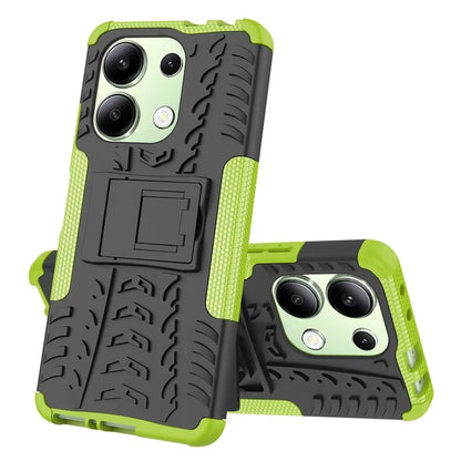 For Xiaomi Redmi Note 13 4G Kickstand Case PC+TPU Tyre Pattern Protective Phone Cover