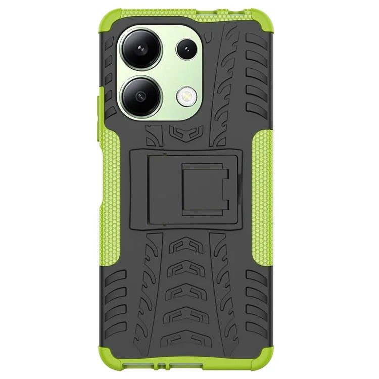For Xiaomi Redmi Note 13 4G Kickstand Case PC+TPU Tyre Pattern Protective Phone Cover