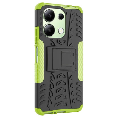 For Xiaomi Redmi Note 13 4G Kickstand Case PC+TPU Tyre Pattern Protective Phone Cover