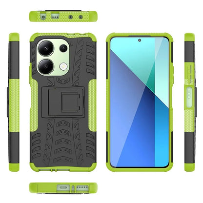 For Xiaomi Redmi Note 13 4G Kickstand Case PC+TPU Tyre Pattern Protective Phone Cover