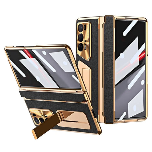 For Honor Magic V2 5G /  V2 RSR Porsche Design Phone Case Leather+PC Cover with Tempered Glass Film
