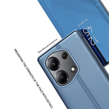 For Xiaomi Redmi Note 13 Pro 4G / Poco M6 Pro 4G Leather Case Mirror Design View Window Stand Phone Cover