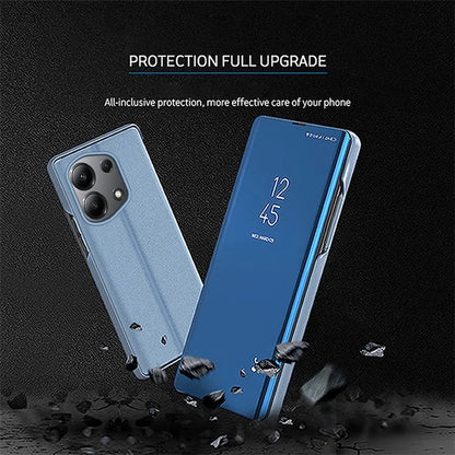 For Xiaomi Redmi Note 13 Pro 4G / Poco M6 Pro 4G Leather Case Mirror Design View Window Stand Phone Cover