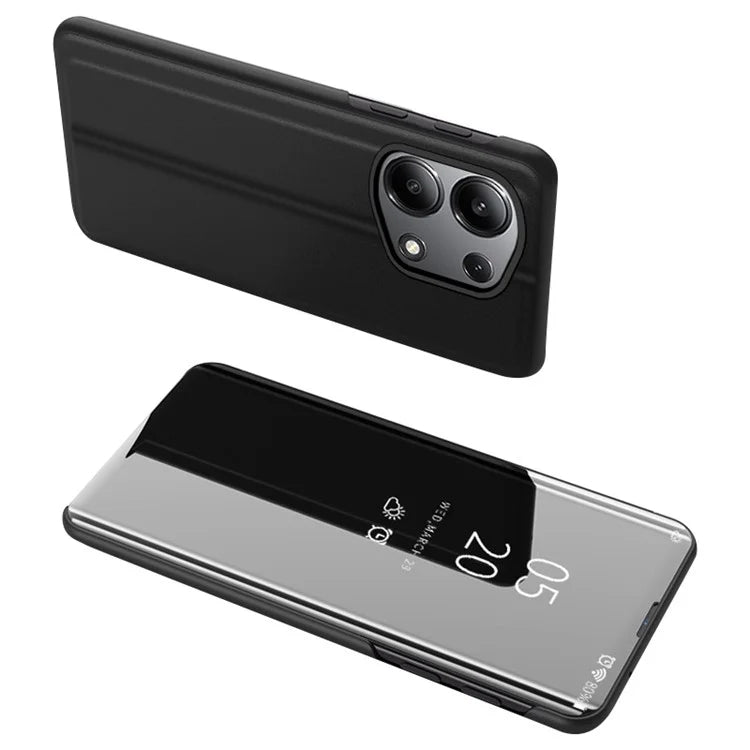 For Xiaomi Redmi Note 13 Pro 4G / Poco M6 Pro 4G Leather Case Mirror Design View Window Stand Phone Cover