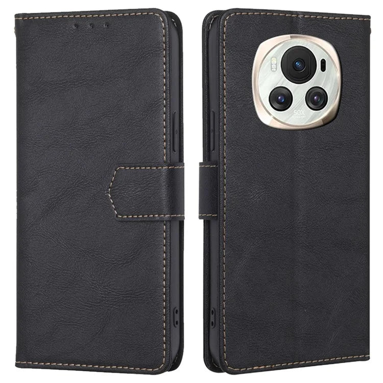 For Honor Magic6 5G Scratch-proof Case RFID Blocking PU Leather Wallet Phone Protector
