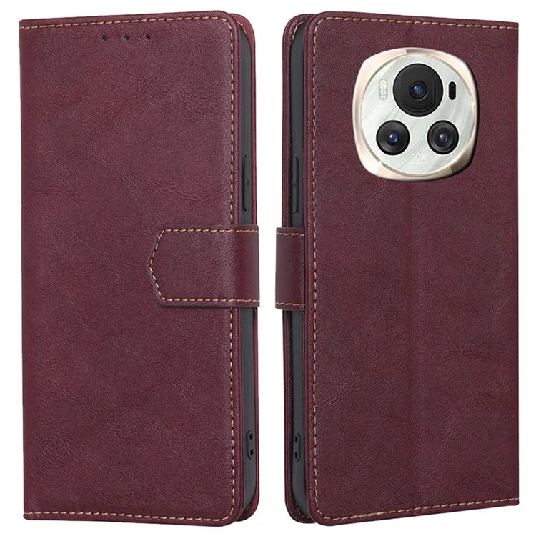 For Honor Magic6 5G Scratch-proof Case RFID Blocking PU Leather Wallet Phone Protector