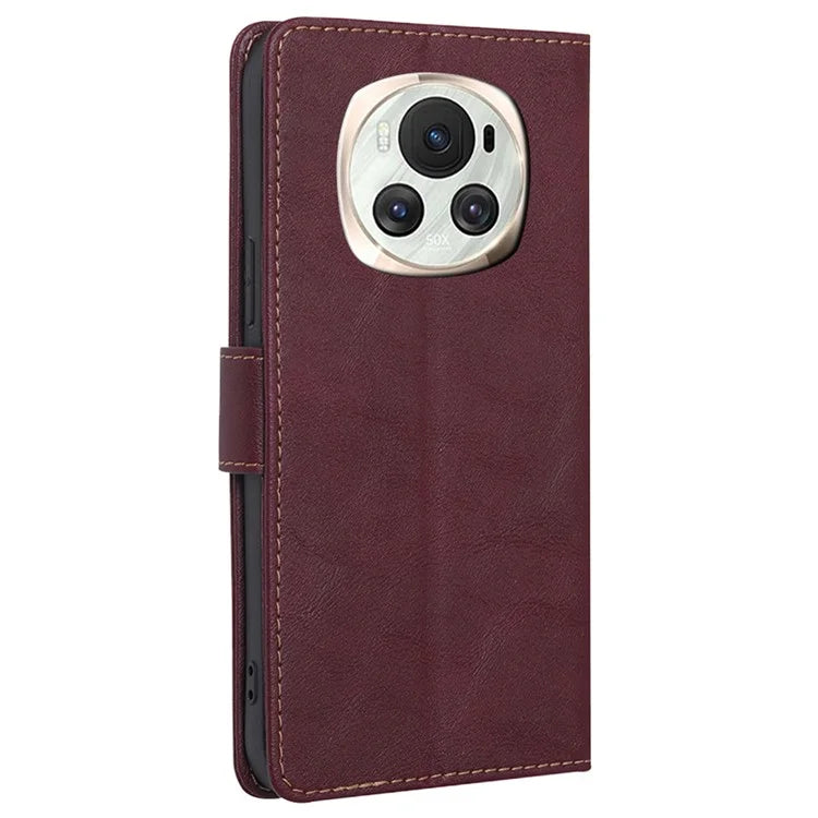 For Honor Magic6 5G Scratch-proof Case RFID Blocking PU Leather Wallet Phone Protector
