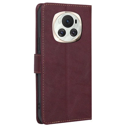 For Honor Magic6 5G Scratch-proof Case RFID Blocking PU Leather Wallet Phone Protector