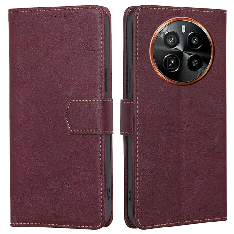 For Realme GT5 Pro 5G Cell Phone Cases Cowhide Texture RFID Blocking Wallet Cover