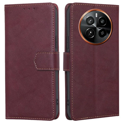 For Realme GT5 Pro 5G Cell Phone Cases Cowhide Texture RFID Blocking Wallet Cover
