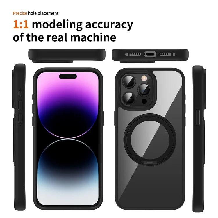 For iPhone 15 Pro Max Case PC+TPU Kickstand Phone Back Cover Compatible with MagSafe