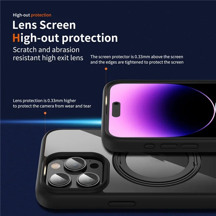For iPhone 15 Pro Max Case PC+TPU Kickstand Phone Back Cover Compatible with MagSafe