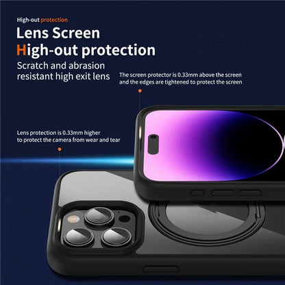 For iPhone 14 Pro Max Case PC+TPU Rotatable Kickstand Phone Cover Compatible with MagSafe