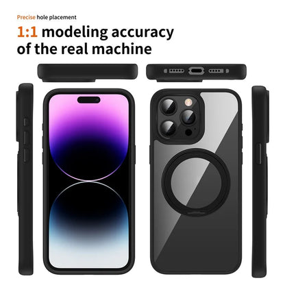For iPhone 14 Pro Max Case PC+TPU Rotatable Kickstand Phone Cover Compatible with MagSafe