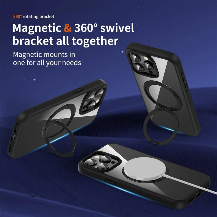 For iPhone 13 Pro PC+TPU Phone Cover Compatible with MagSafe Kickstand Back Case