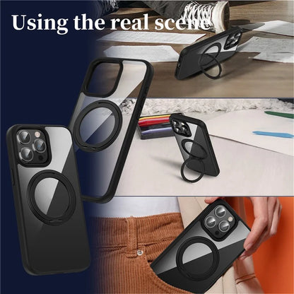 For iPhone 13 Pro PC+TPU Phone Cover Compatible with MagSafe Kickstand Back Case