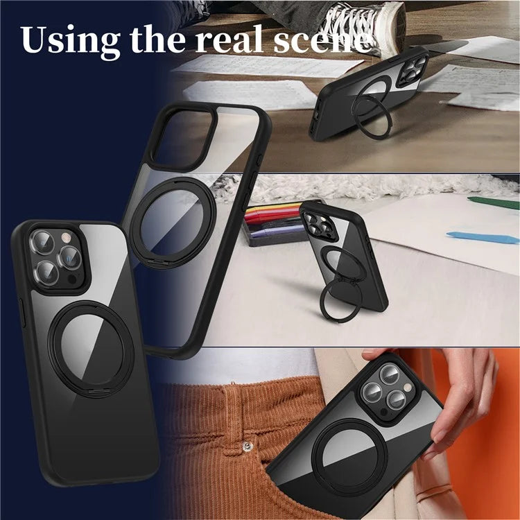 For iPhone 13 Pro PC+TPU Phone Cover Compatible with MagSafe Kickstand Back Case