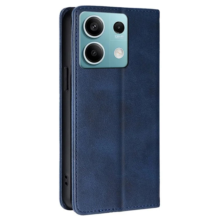 For Xiaomi Redmi Note 13 4G Case PU Leather Stand Magnetic Closure Flip Phone Cover Wallet