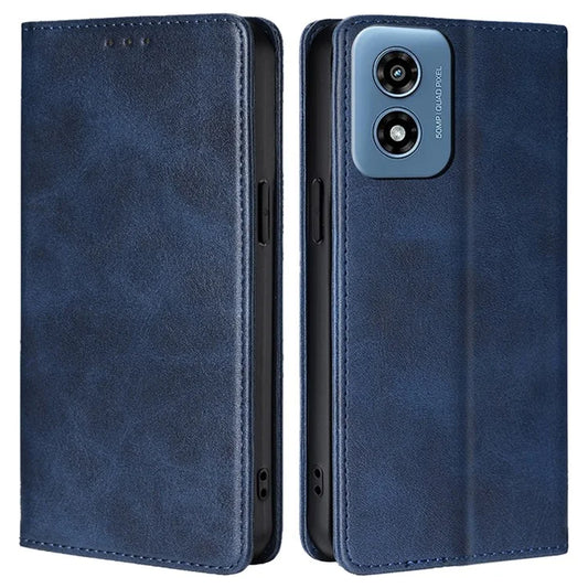 For Motorola Moto G Play (2024) 4G Case PU Leather Phone Cover Calf Texture Wallet