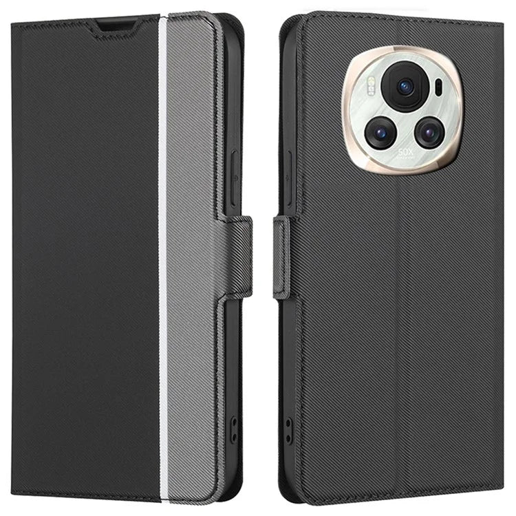 For Honor Magic6 5G Case Card Slots PU Leather Twill Texture Cell Phone Cover
