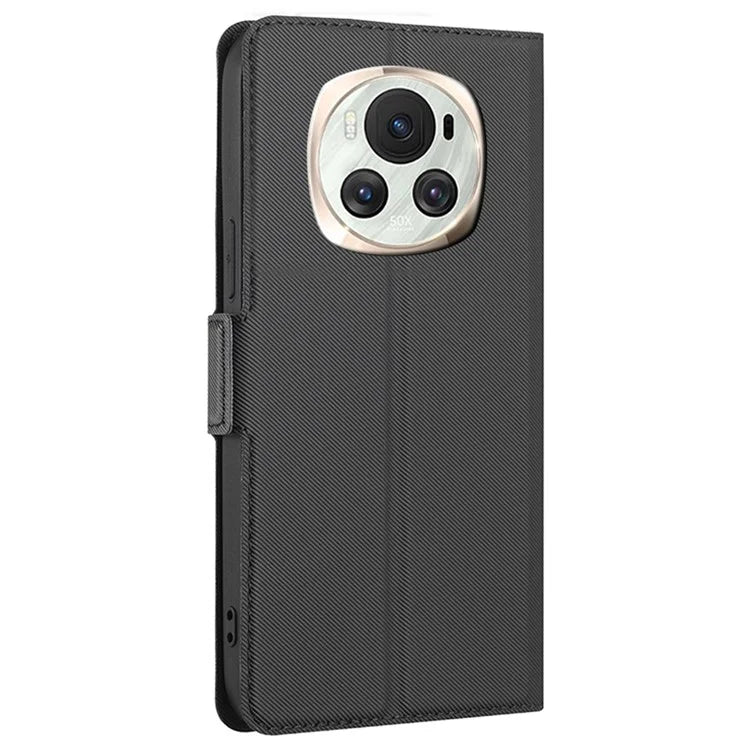 For Honor Magic6 5G Case Card Slots PU Leather Twill Texture Cell Phone Cover