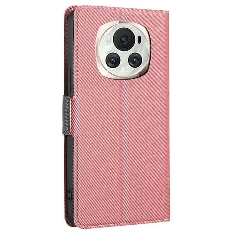 For Honor Magic6 5G Case Card Slots PU Leather Twill Texture Cell Phone Cover