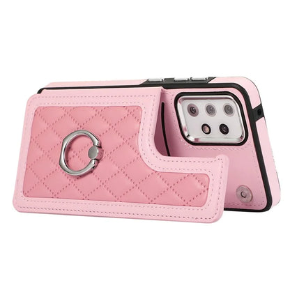 For Samsung Galaxy A53 5G Card Holder Case RFID Blocking Ring Kickstand Cover with Shoulder Strap